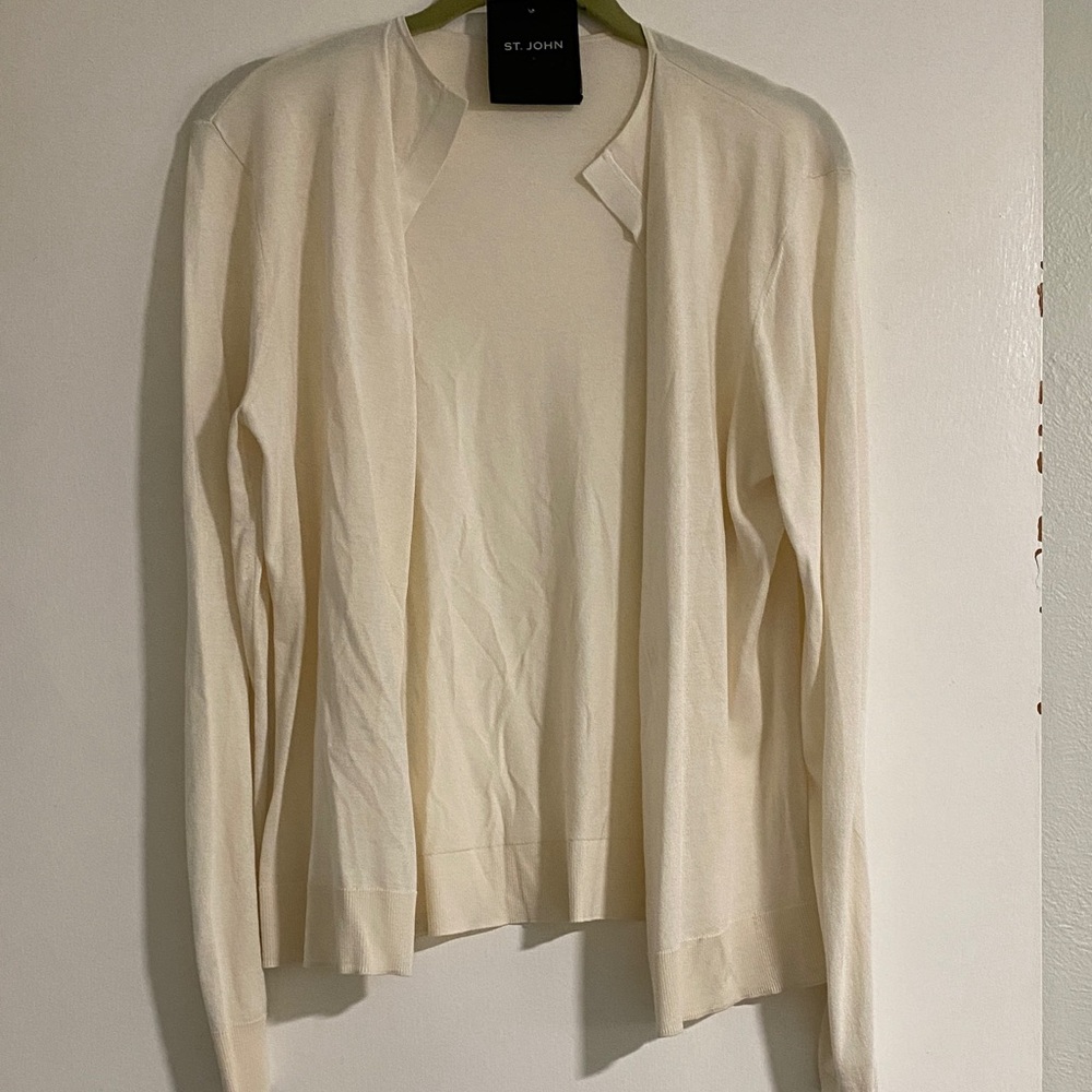 St. John Cream Cardigan Sweater
